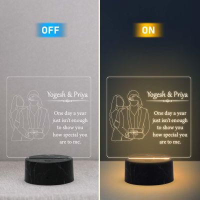 Personalized Couple night lamp with Warm White Color Customized with Name Gift for Loveable Person